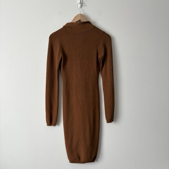 Aritzia Wilfred Cove Long Sleeve Knit Ribbed Dress Brown Size Medium - Picture 3 of 6